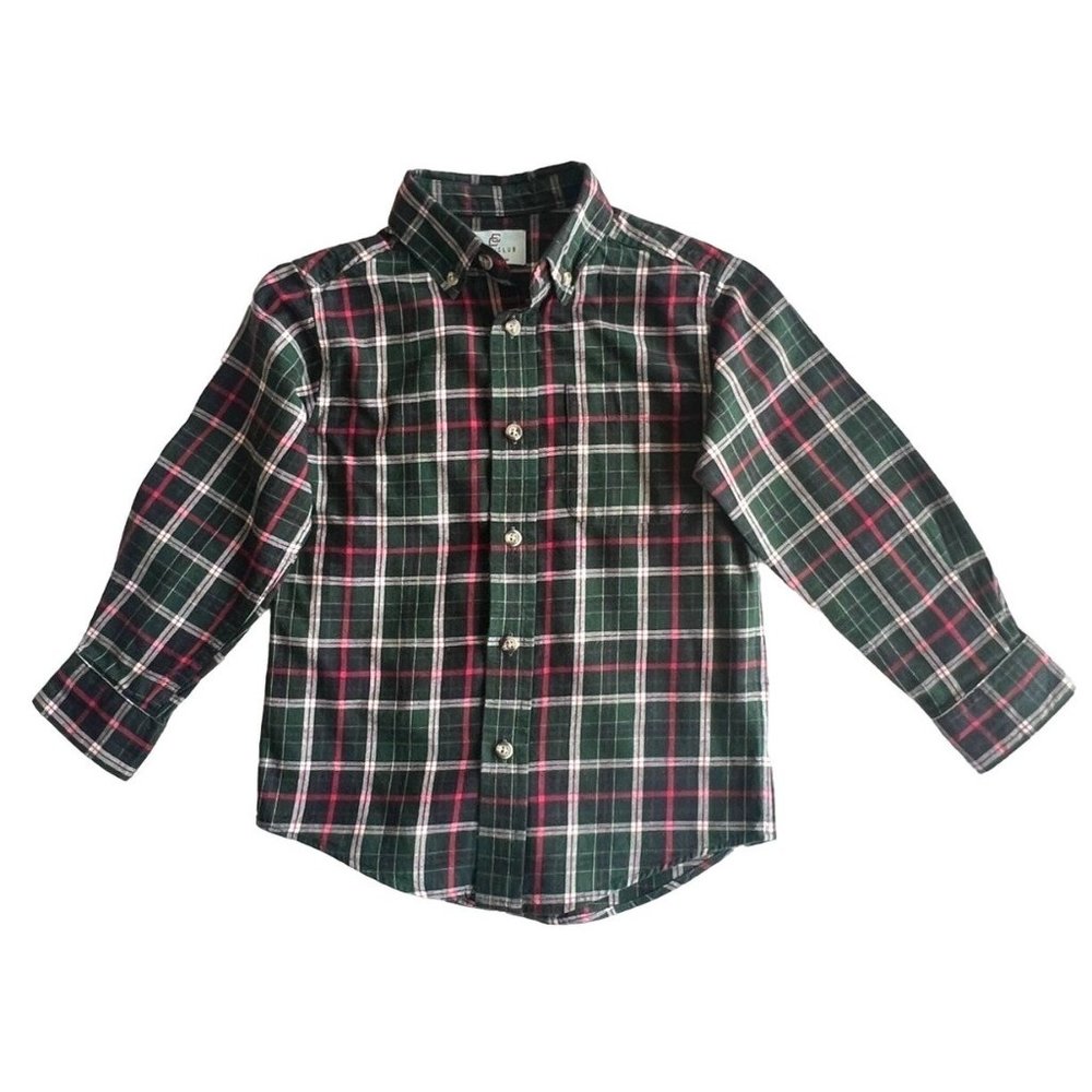 Class Club Boys Plaid Red Green Black Long Sleeve Shirt